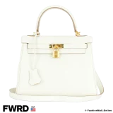 HERMES Kelly 25 Mushroom in Togo leather, Pre-owned in Like New condition