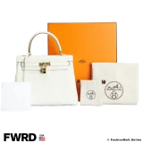 HERMES Kelly 25 Mushroom in Togo leather, Pre-owned in Like New condition