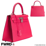 HERMES Kelly 25 Sellier Rose Extreme Epsom, Pre-owned Like New