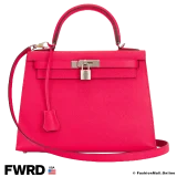 HERMES Kelly 25 Sellier Rose Extreme Epsom, Pre-owned Like New