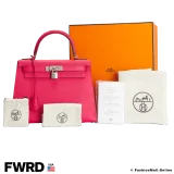 HERMES Kelly 25 Sellier Rose Extreme Epsom, Pre-owned Like New