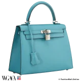 Hermes Kelly 25 Sellier Bleu Paon Epsom, Like New