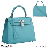 Hermes Kelly 25 Sellier Bleu Paon Epsom, Like New