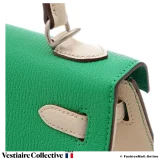 Hermes Kelly 25 Sellier HSS (Horseshoe) Mushroom and Menthe Chevre, Pre-Owned