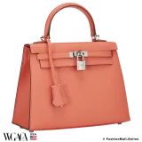 Hermes Kelly 25 Sellier Rose Texas Epsom, Pre-owned