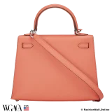 Hermes Kelly 25 Sellier Rose Texas Epsom, Pre-owned