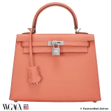 Hermes Kelly 25 Sellier Rose Texas Epsom, Pre-owned