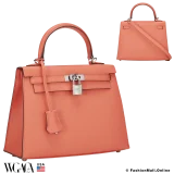 Hermes Kelly 25 Sellier Rose Texas Epsom, Pre-owned