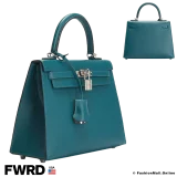 HERMES Kelly 25 Sellier Vert Bosphore Epsom, Pre-owned in Excellent condition