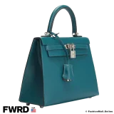 HERMES Kelly 25 Sellier Vert Bosphore Epsom, Pre-owned in Excellent condition