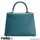 HERMES Kelly 25 Sellier Vert Bosphore Epsom, Pre-owned in Excellent condition