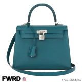 HERMES Kelly 25 Sellier Vert Bosphore Epsom, Pre-owned in Excellent condition