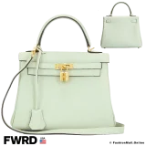 HERMES Kelly 25 Togo Vert Fizz, Like New