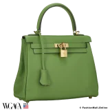 Hermes Kelly 25 Vert Yucca Swift, Pre-owned, Like New