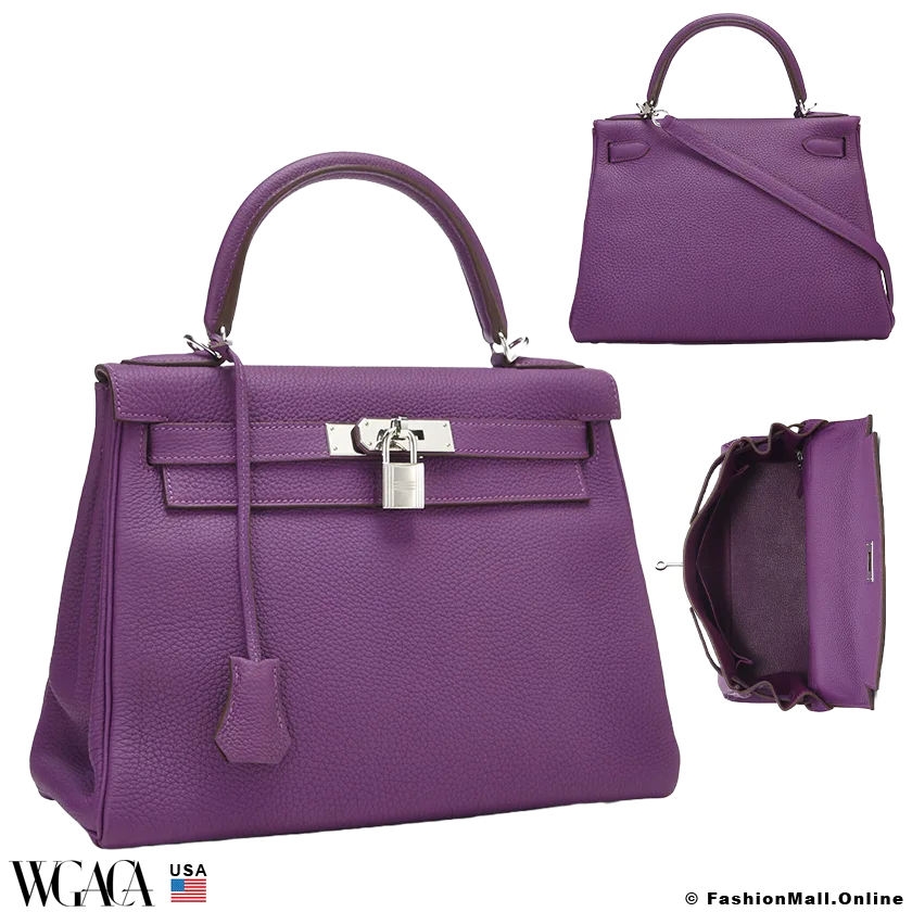 HERMES Kelly 28 Cassis in Togo, Pre-owned