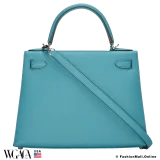 Hermes Kelly 28 Sellier Bleu Paon Epsom, Pre-owned