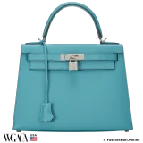 Hermes Kelly 28 Sellier Bleu Paon Epsom, Pre-owned