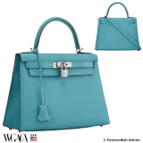 Hermes Kelly 28 Sellier Bleu Paon Epsom, Pre-owned