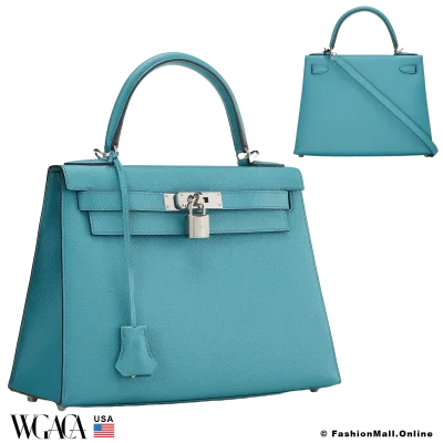 Hermes Kelly 28 Sellier Bleu Paon Epsom, Pre-owned