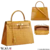 HERMES Kelly 28 Sellier Pain D'Epice Lisse Alligator, Pre-owned