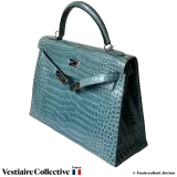 Hermes Kelly 32 Blue Crocodile, Pre-owned