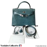 Hermes Kelly 32 Blue Crocodile, Pre-owned