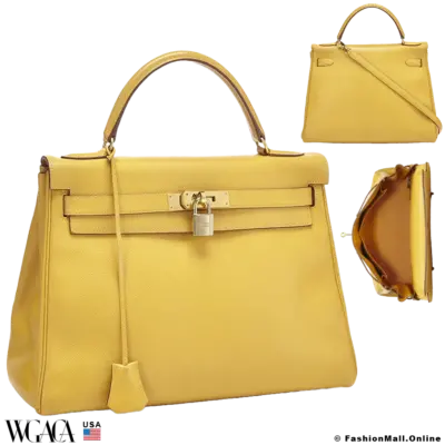 HERMES Kelly 32 Jaune Ambre in Courchevel, Pre-owned