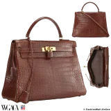HERMES Kelly 32 Miel in Crocodile, Pre-owned