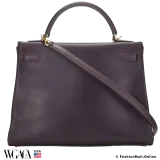 Hermes Kelly 32 Raisin Box Calf, Pre-Owned