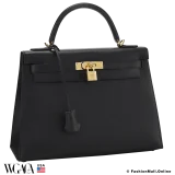 Hermes Kelly 32 Sellier Black Epsom, Pre-owned