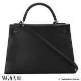 Hermes Kelly 32 Sellier Black Epsom, Pre-owned