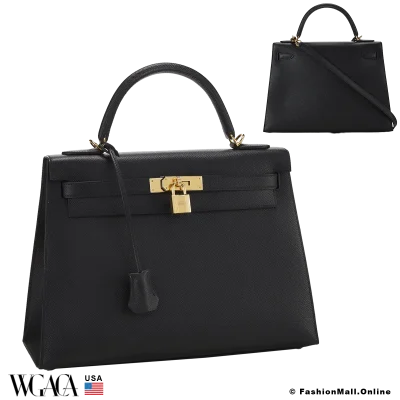 Hermes Kelly 32 Sellier Black Epsom, Pre-owned