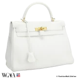 Hermes Kelly 32 White Clemence, Pre-owned, in Excellent condition