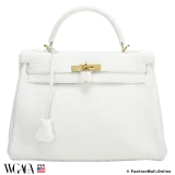 Hermes Kelly 32 White Clemence, Pre-owned, in Excellent condition