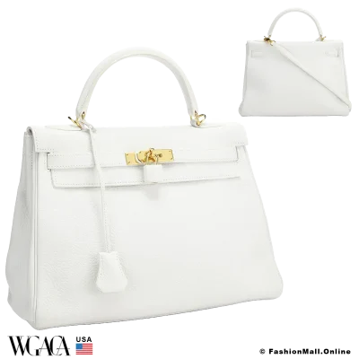 Hermes Kelly 32 White Clemence, Pre-owned, in Excellent condition