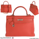 HERMES Kelly 35 Blush Clemence, Pre-owned