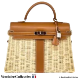 Hermes Kelly 35 Picnic, Gold Barenia, Natural Osier Wicker, Pre-owned, In Very Good Condition, Seller from the UK