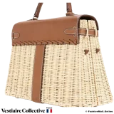 Hermes Kelly 35 Picnic, Gold Barenia, Natural Osier Wicker, Pre-owned, In Very Good Condition, Seller from the UK