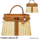 Hermes Kelly 35 Picnic, Gold Barenia, Natural Osier Wicker, Pre-owned, In Very Good Condition, Seller from the UK