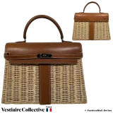 Hermes Kelly 35 Picnic, Gold Barenia Natual Osier Wicker, Pre-owned