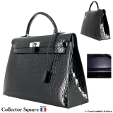 HERMES Kelly 40 Black Crocodile, Pre-owned