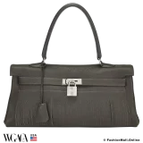 Hermes Kelly 42 Fringe Vert de Gris Clemence, Pre-Owned