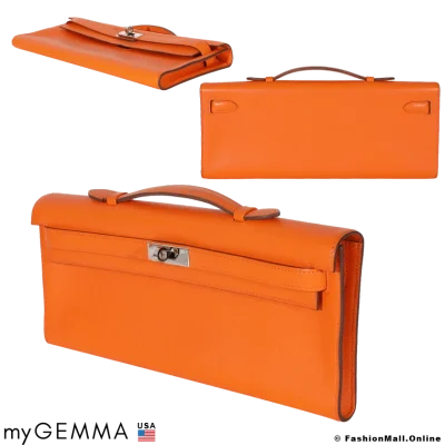 HERMES Kelly Cut Orange Evercolor, Pre-owned