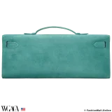 HERMES Kelly Cut Vert Verone in Doblis Suede, Pre-owned