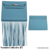 Hermes Kelly Danse Anate Fringe Bleu Jean, New Open Box