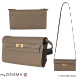 HERMES Kelly to Go Etoupe, Epsom Leather, Pre-owned, Like New