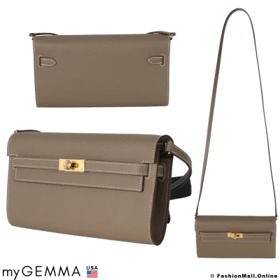 HERMES Kelly to Go Etoupe, Epsom Leather, Pre-owned, Like New