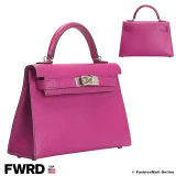 Hermes Mini Kelly II Sellier Rose Pourpre Chevre, Pre-owned Like New condition