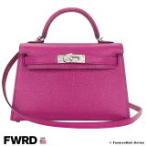 Hermes Mini Kelly II Sellier Rose Pourpre Chevre, Pre-owned Like New condition