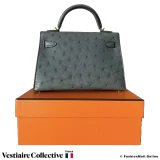 Hermes Mini Kelly II Sellier Vert Amande Ostrich, New Open Box